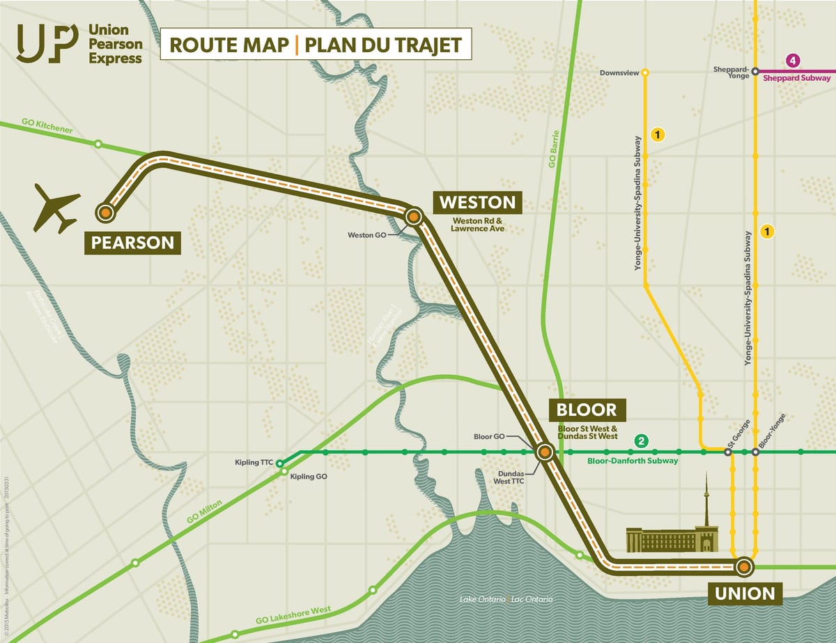 Mapa Únie Pearson Express