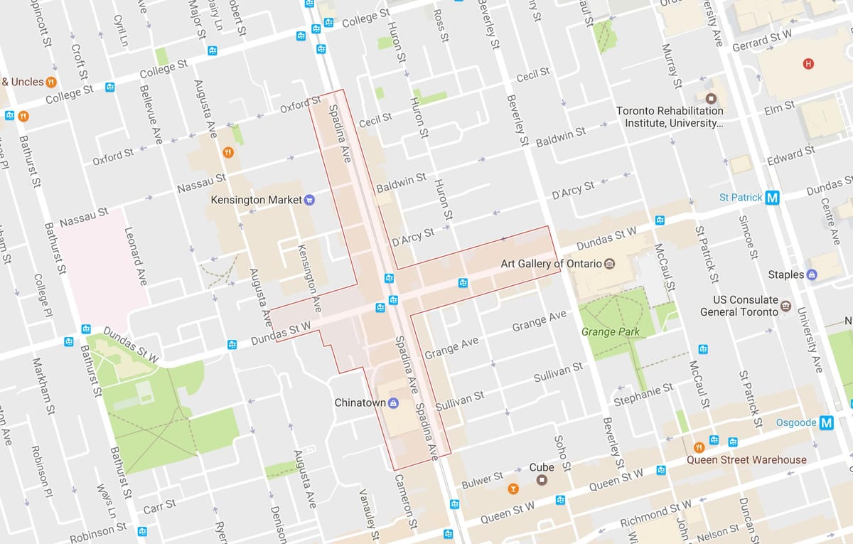 Mapa Čínskej štvrti Toronto