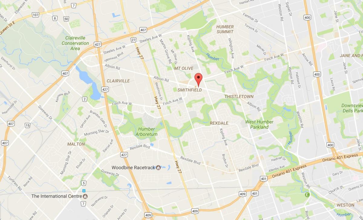 Mapa Albion cestnej Toronto