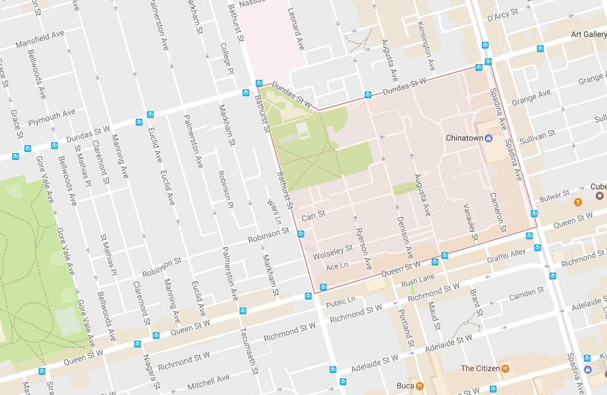 Mapa Alexandra park okolí Toronto