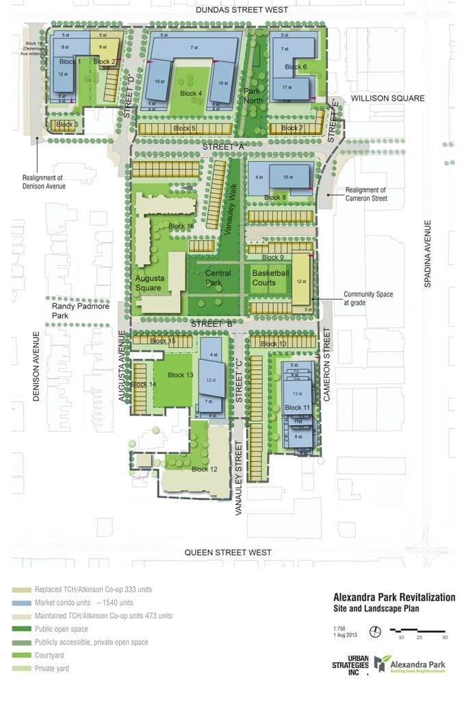 Mapa Alexandra park revitalizácia Toronto