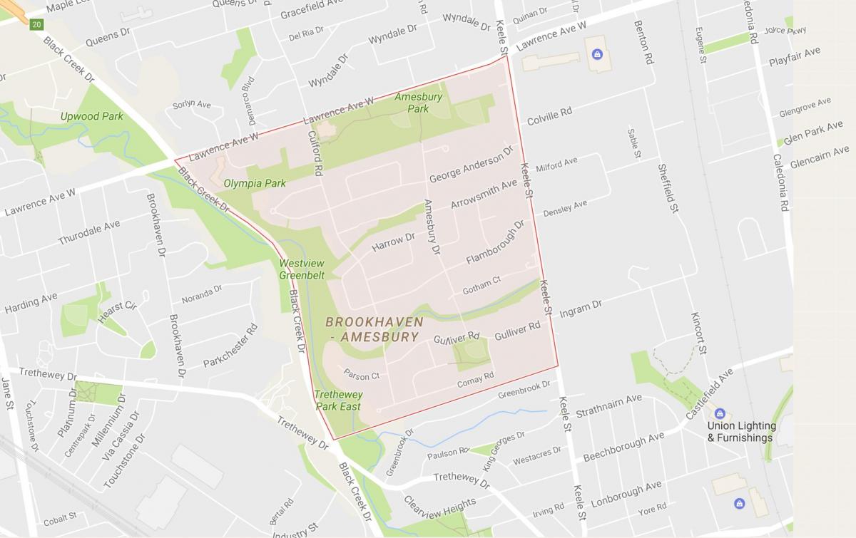 Mapa Amesbury okolí Toronto
