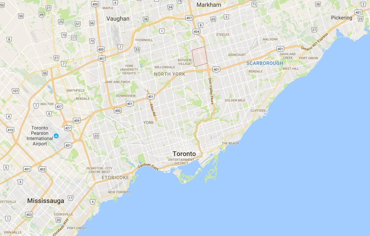 Mapa Arašidové okres Toronto