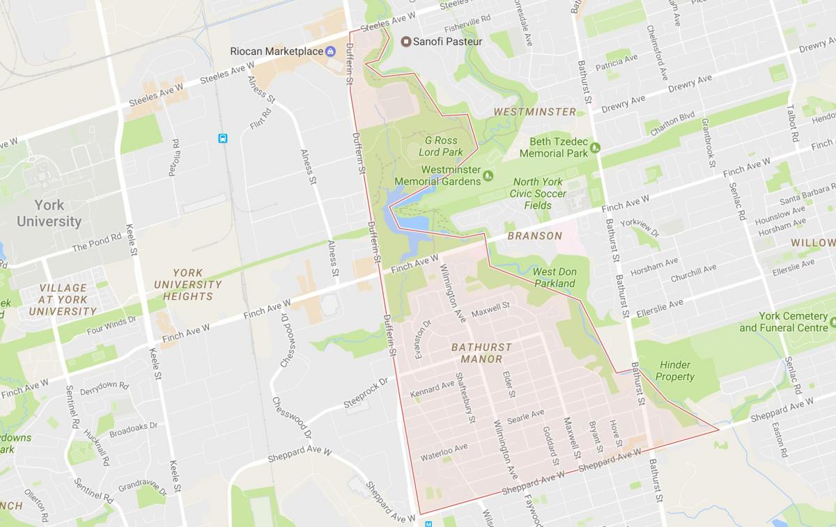 Mapa Bathurst Kaštieľ v okolí Toronto