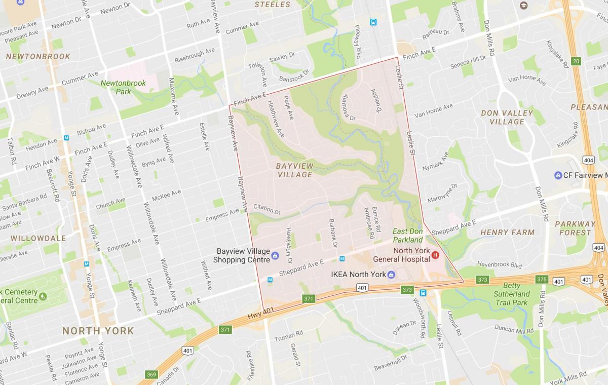 Mapa Bayview Village okolí Toronto