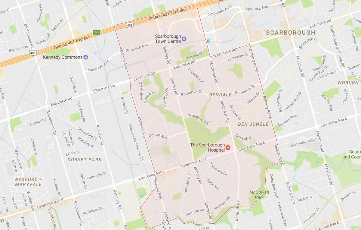 Mapa Bendale okolí Toronto
