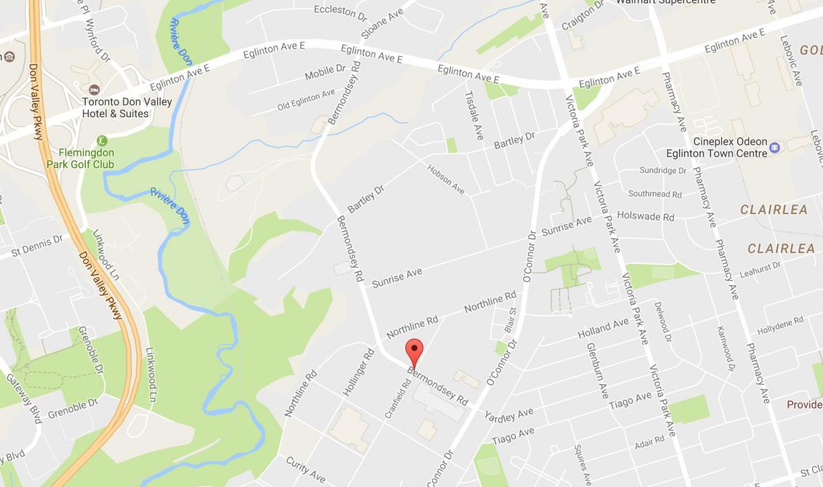 Mapa Bermondsey cestnej Toronto
