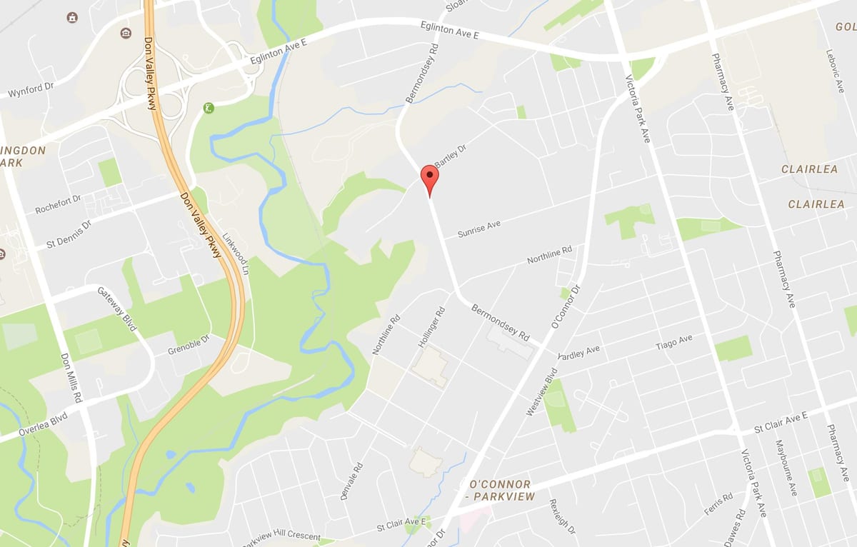 Mapa Bermondsey okolí Toronto