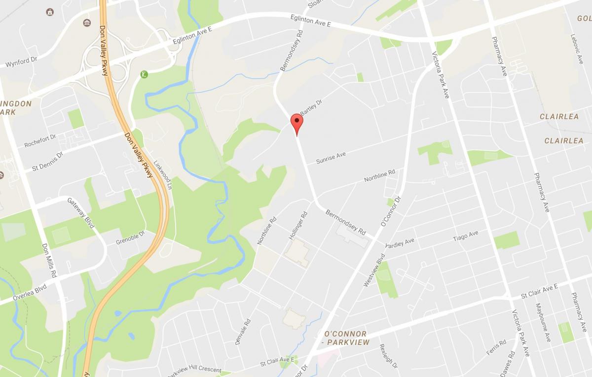 Mapa Bermondsey okolí Toronto