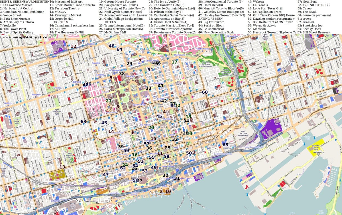 Mapa bod záujmu Toronto