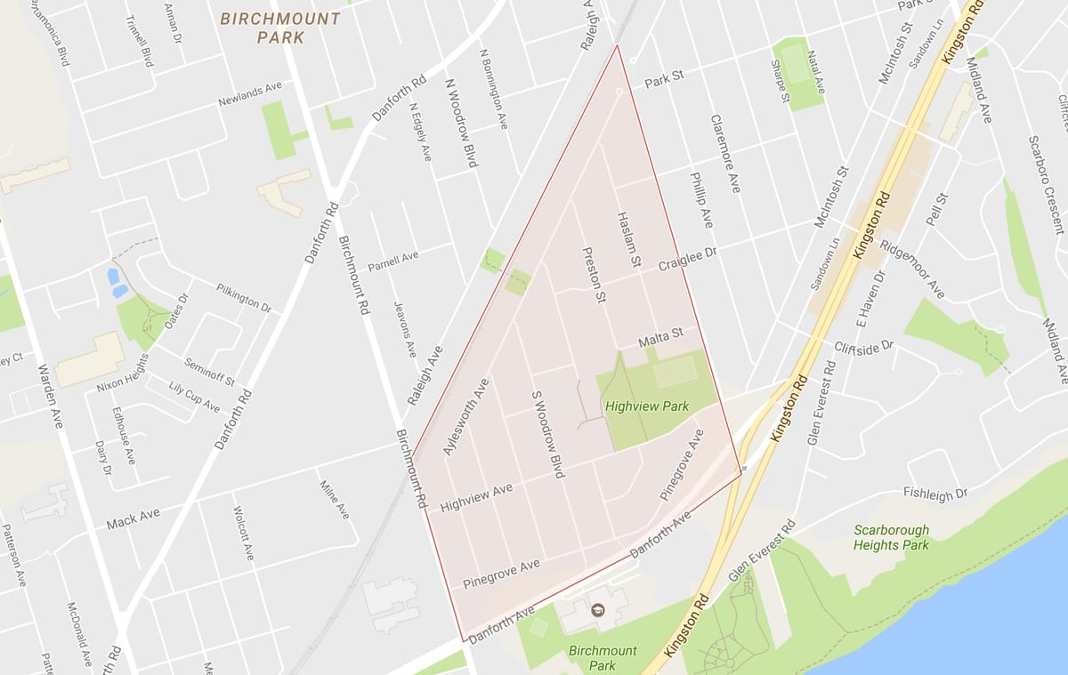Mapa Breza Útesu Výšky okolí Toronto