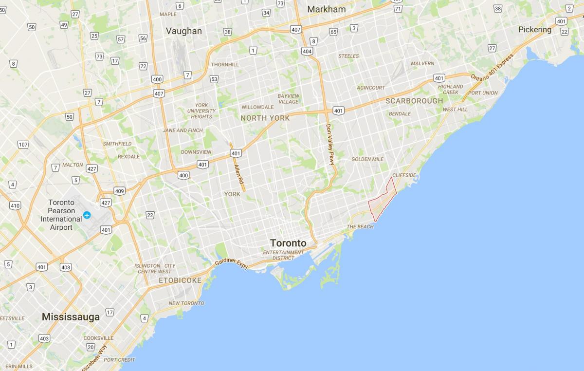 Mapa Breza Útesu okres Toronto