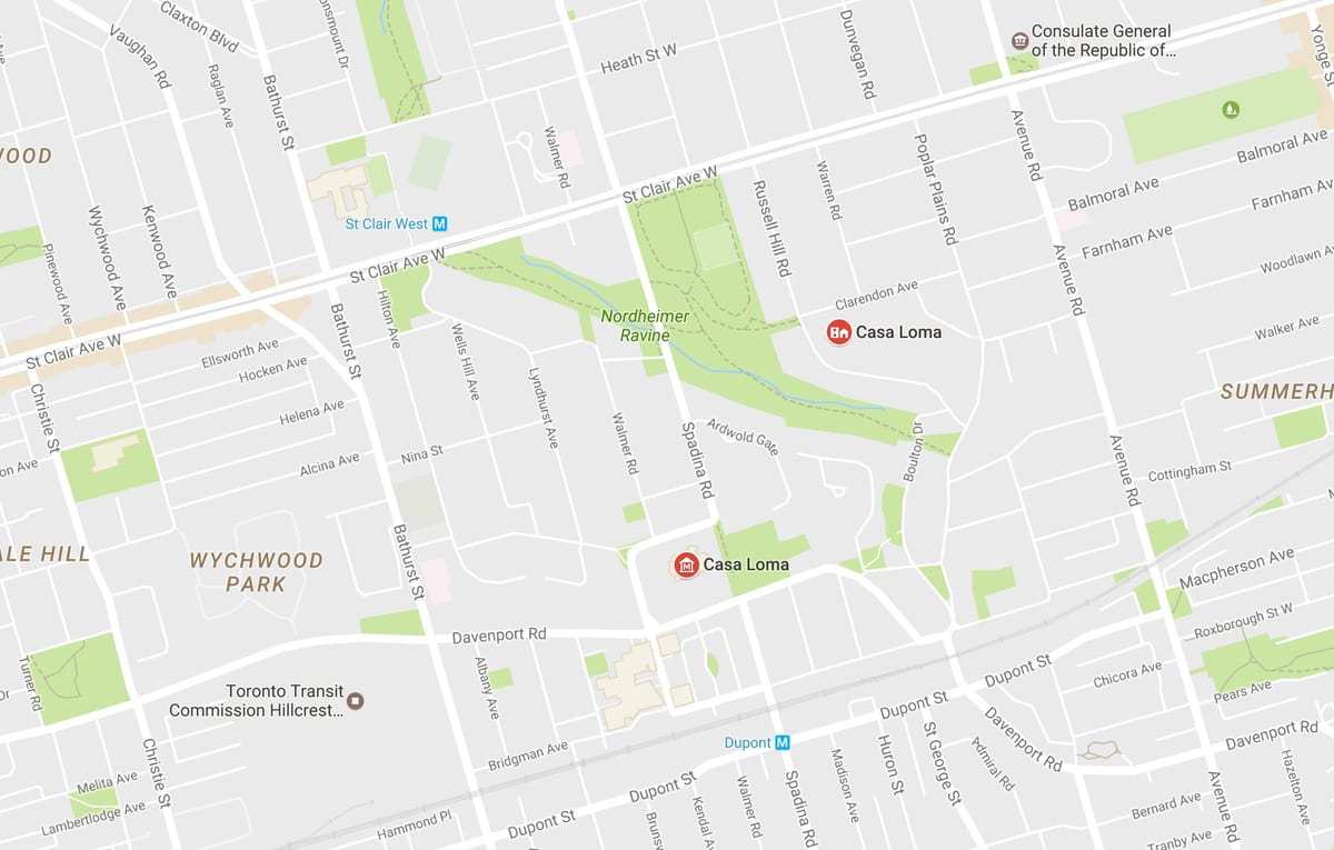 Mapa Casa Loma okolí Toronto
