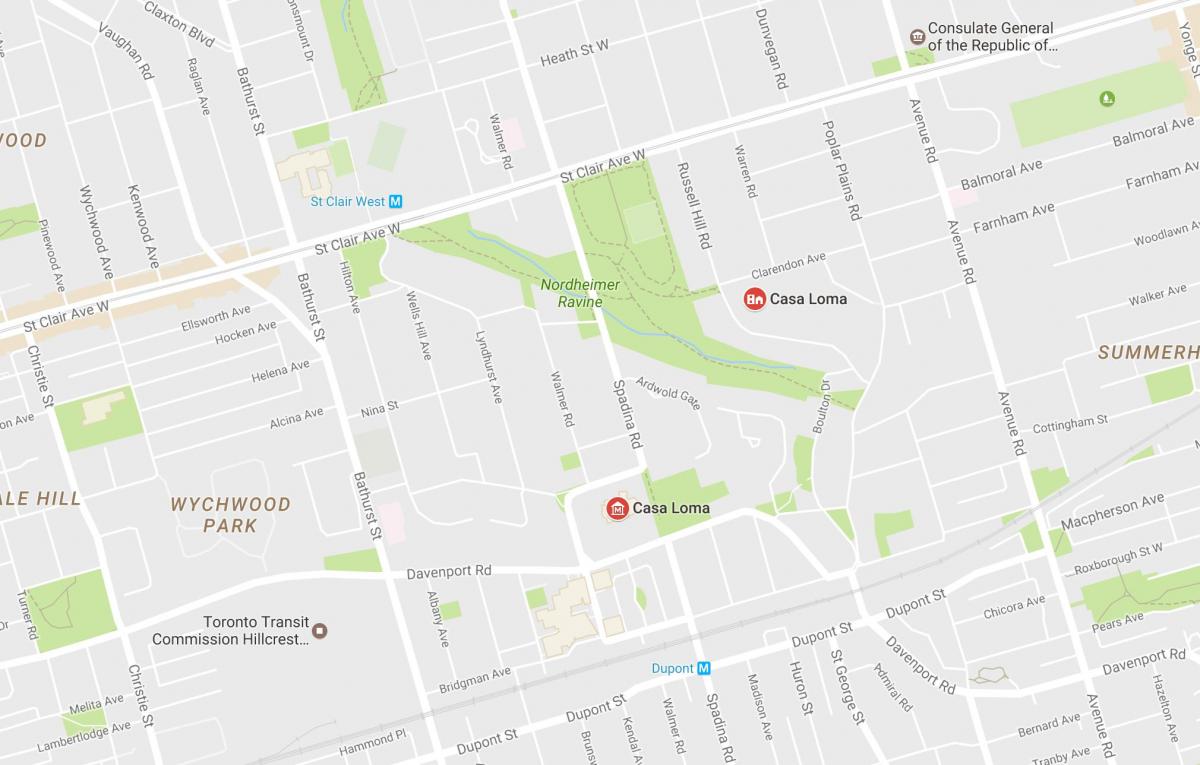 Mapa Casa Loma okolí Toronto