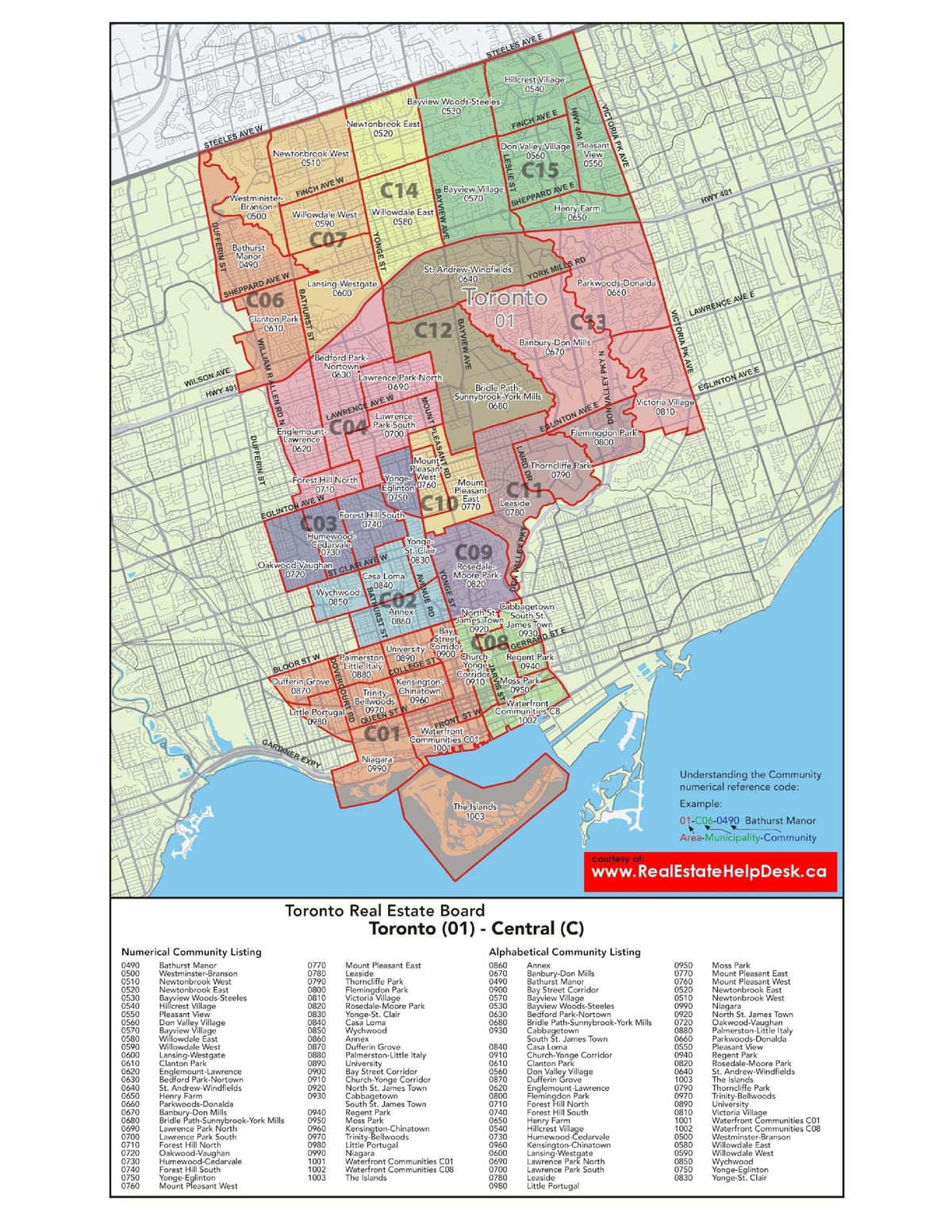 Mapa strednej Toronto