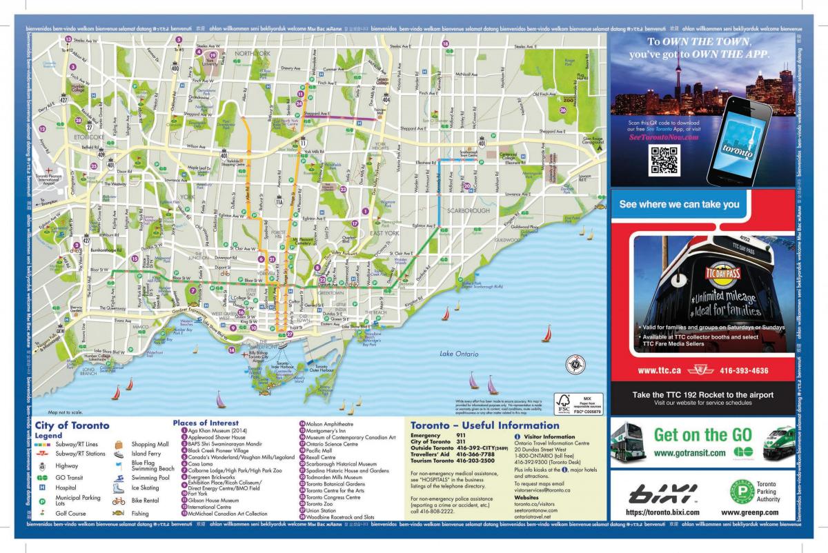Mapa cestovný ruch Toronto