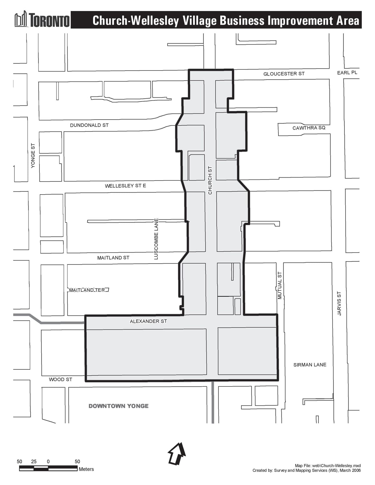 Mapa Cirkvi-Wellesley Obce podnikania Zlepšenie Oblasti Toronto