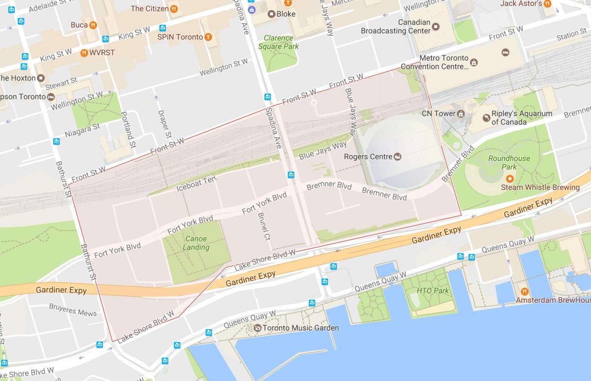 Mapa CityPlace okolí Toronto