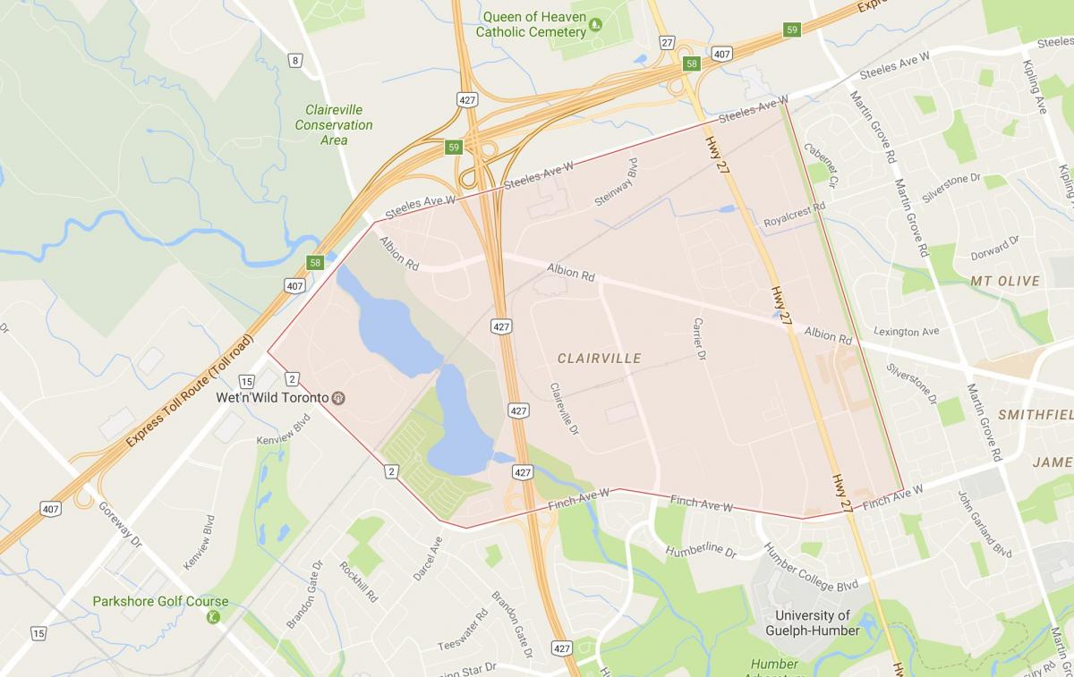 Mapa Clairville okolí Toronto