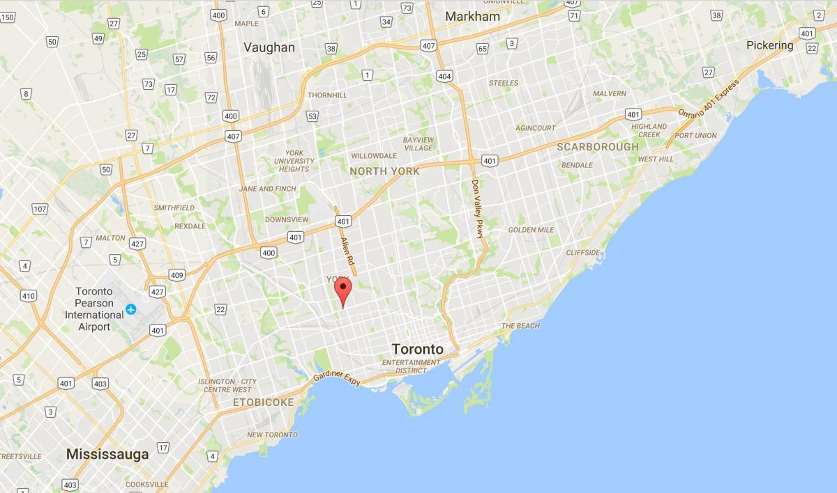 Mapa Corso Italia okres Toronto