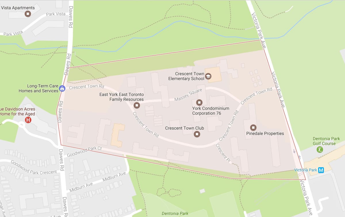 Mapa Polmesiaca okolí Mesta Toronto
