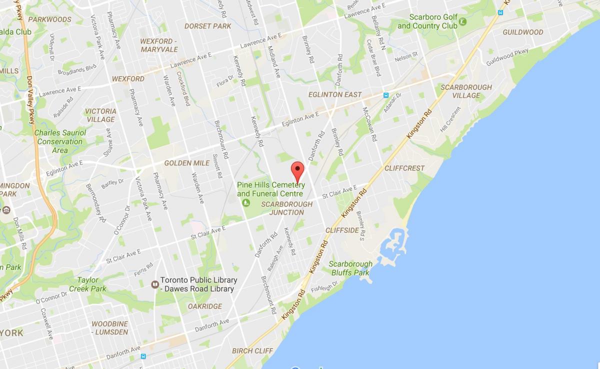 Mapa Danforth cestnej Toronto