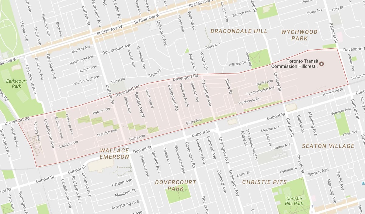 Mapa Davenport okolí Toronto