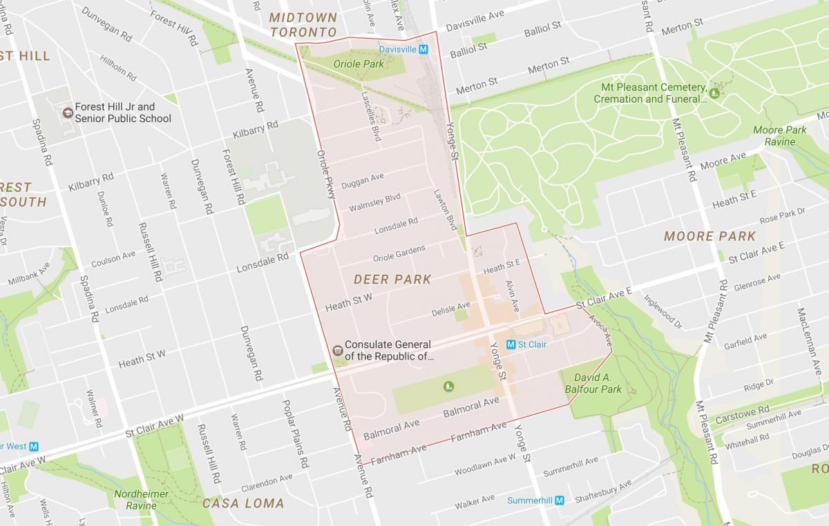 Mapa Deer Park okolí Toronto