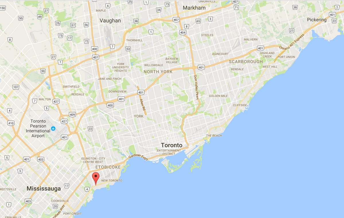 Mapa Dlho Pobočky okres Toronto