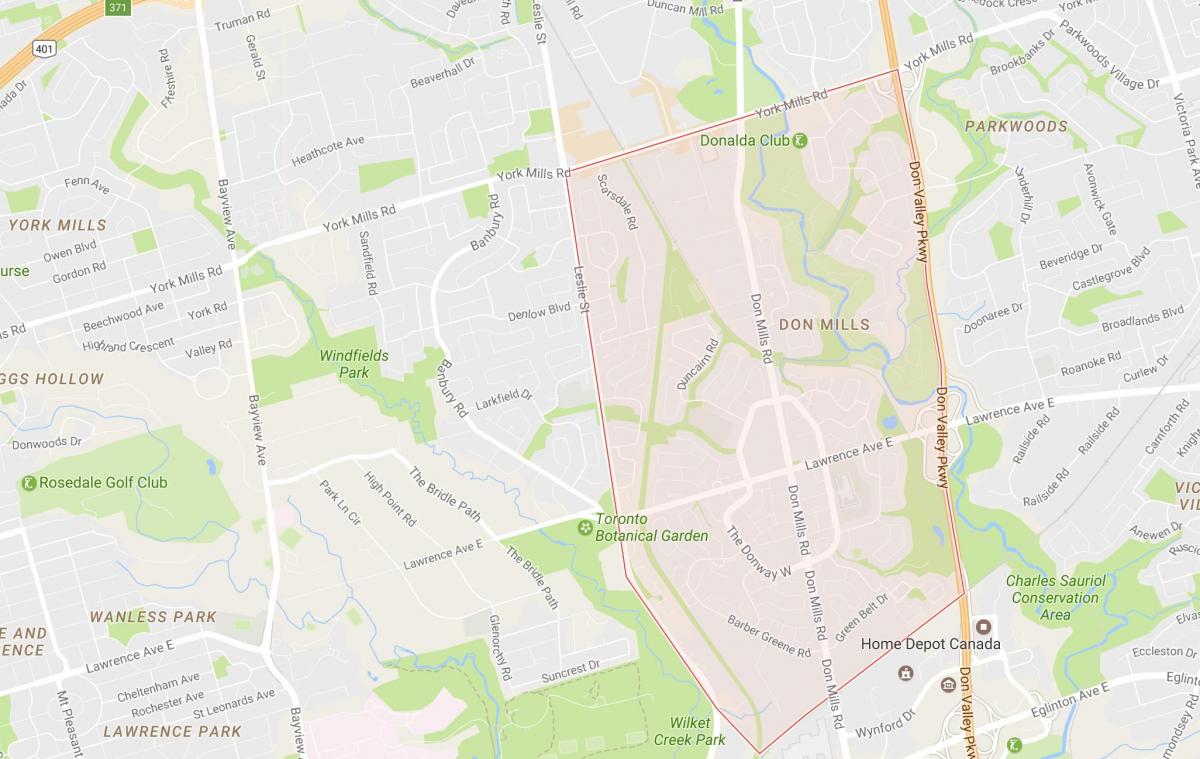 Mapa Don Mills okolí Toronto