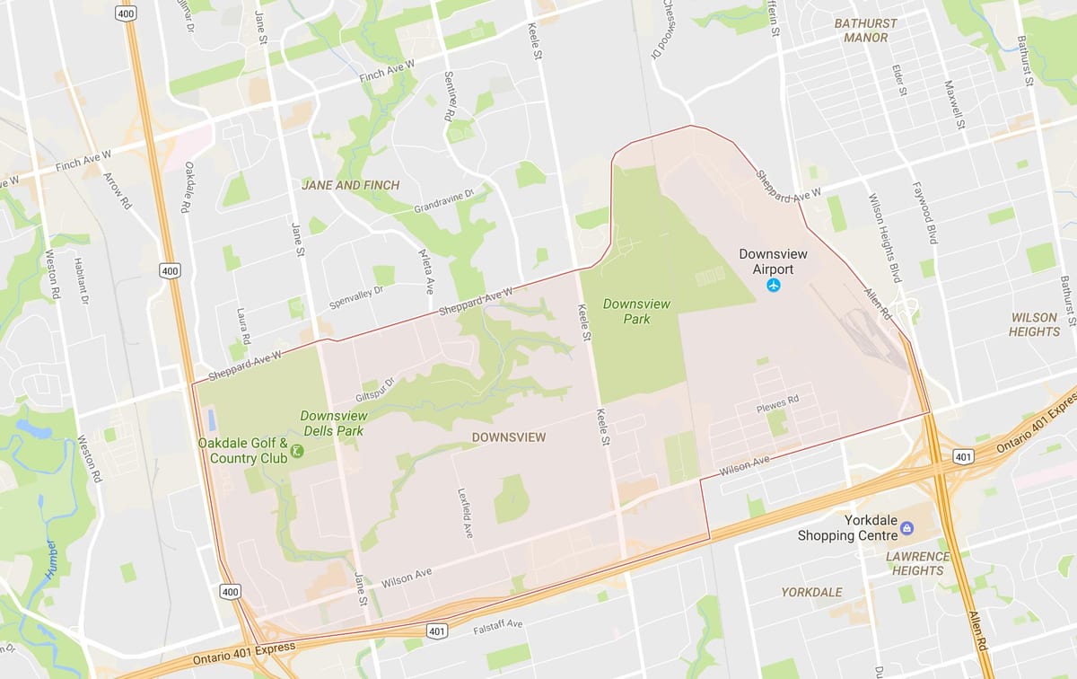 Mapa Downsview okolí Toronto