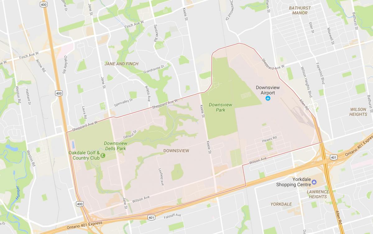 Mapa Downsview okolí Toronto