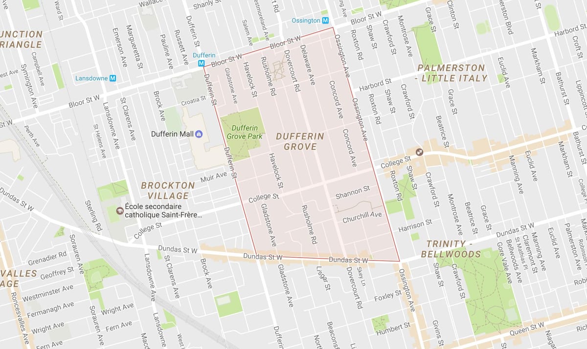 Mapa Dufferin Grove okolí Toronto