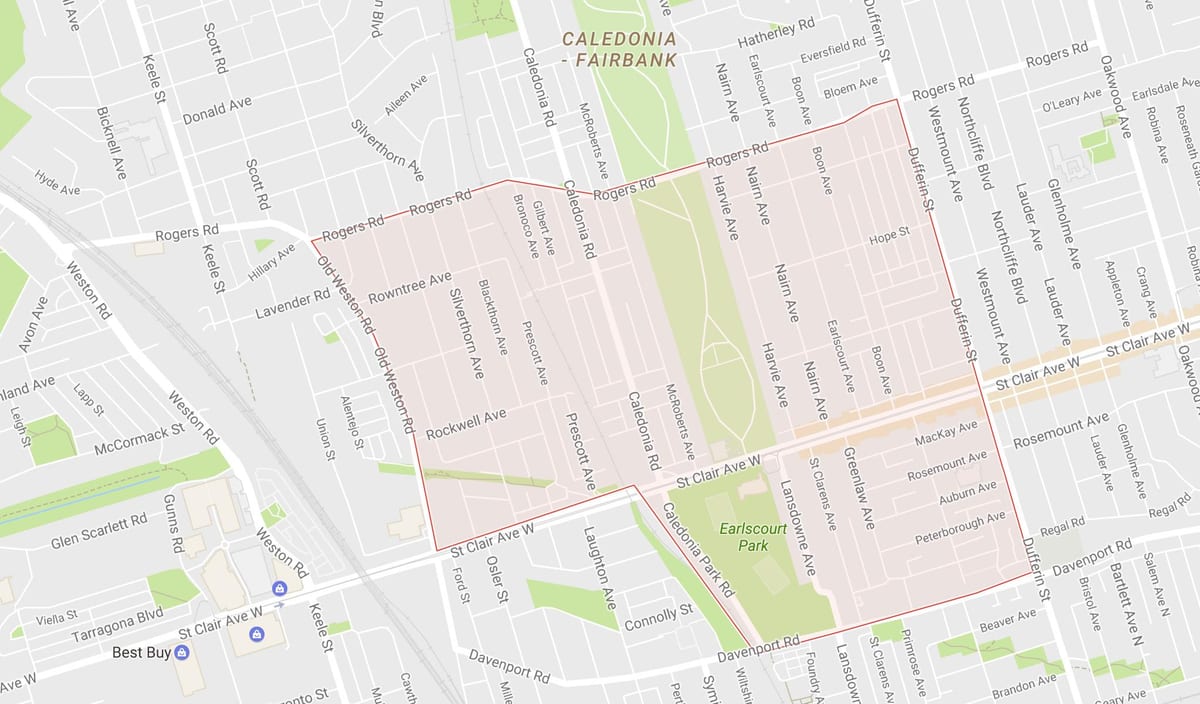 Mapa Earlscourt okolí Toronto