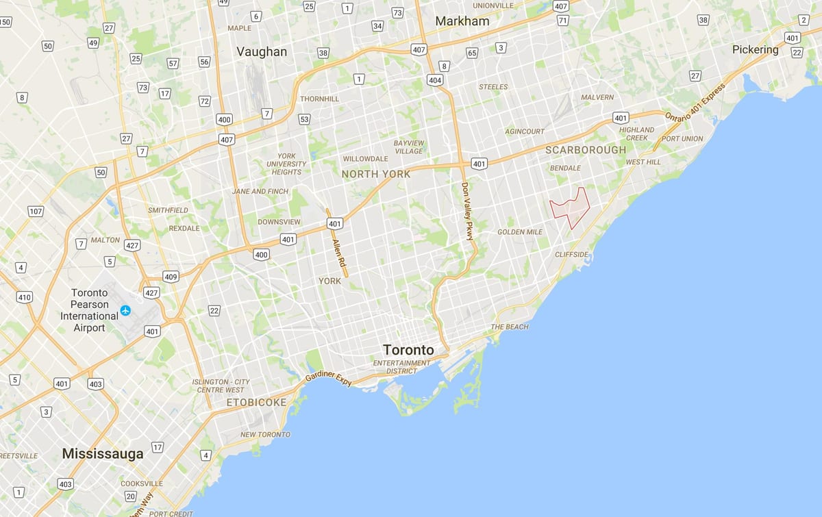 Mapa Eglinton Východ okres Toronto