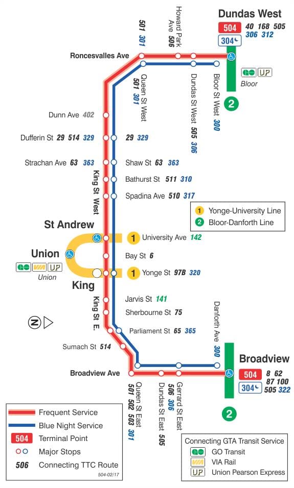 Mapa električka linky 504 Kráľ
