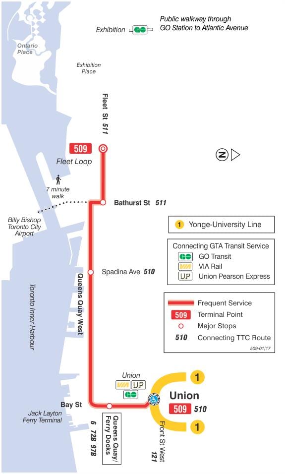 Mapa električka linky 509 Harbourfront