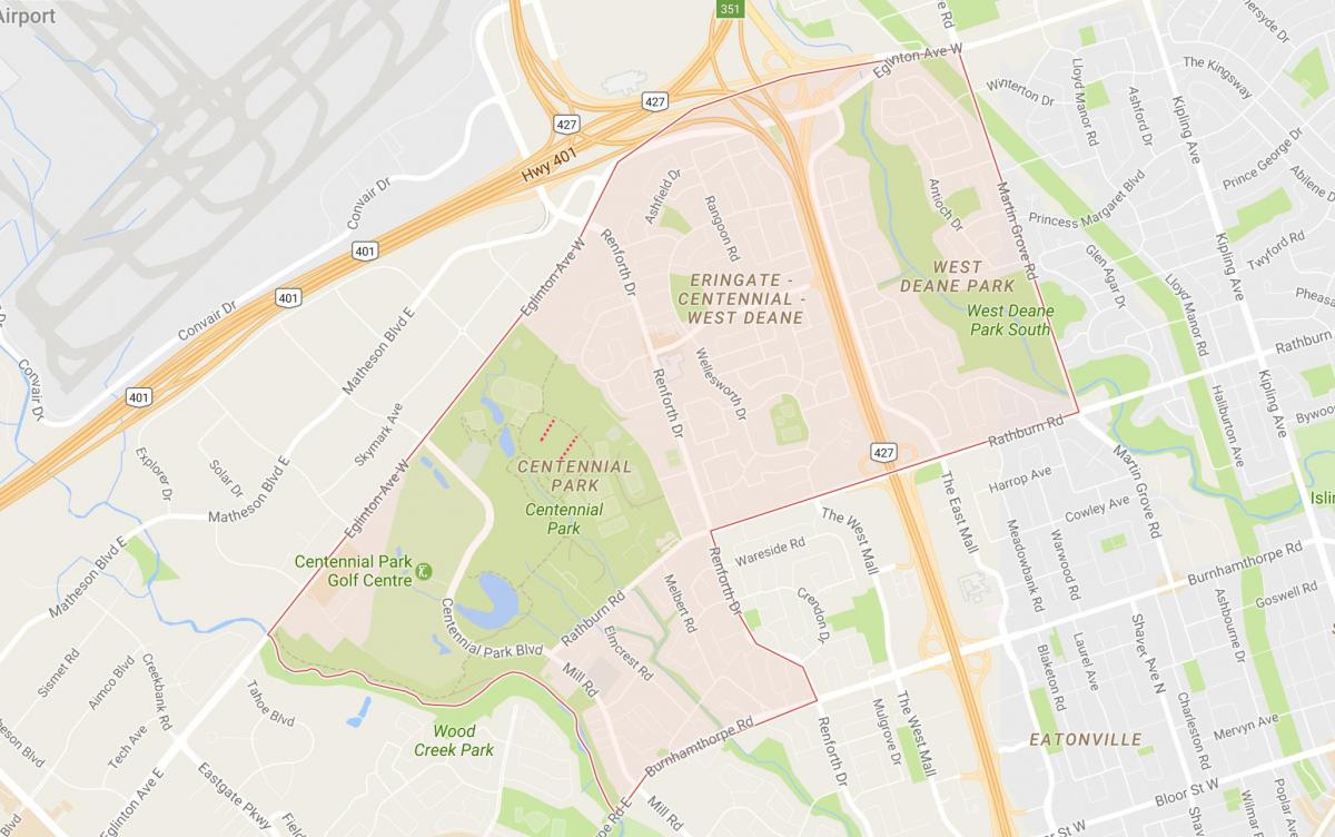 Mapa Eringate okolí Toronto