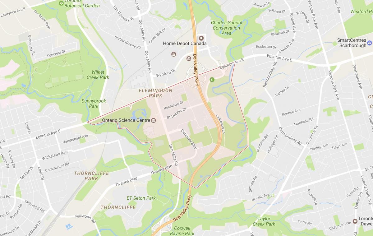 Mapa Flemingdon Park okolí Toronto