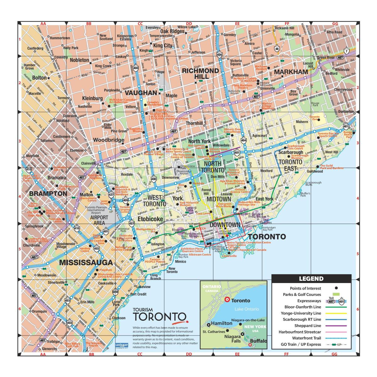 Mapa oblasti greater Toronto