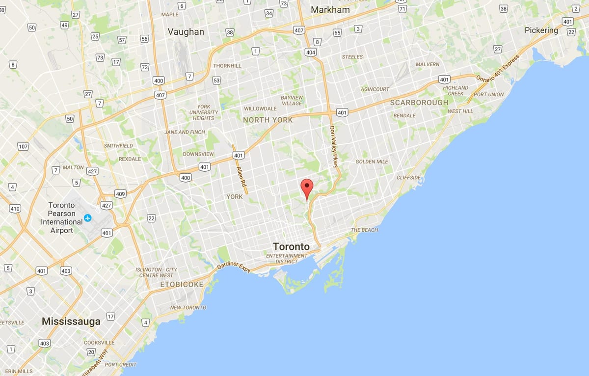 Mapa Guvernéra Most okres Toronto