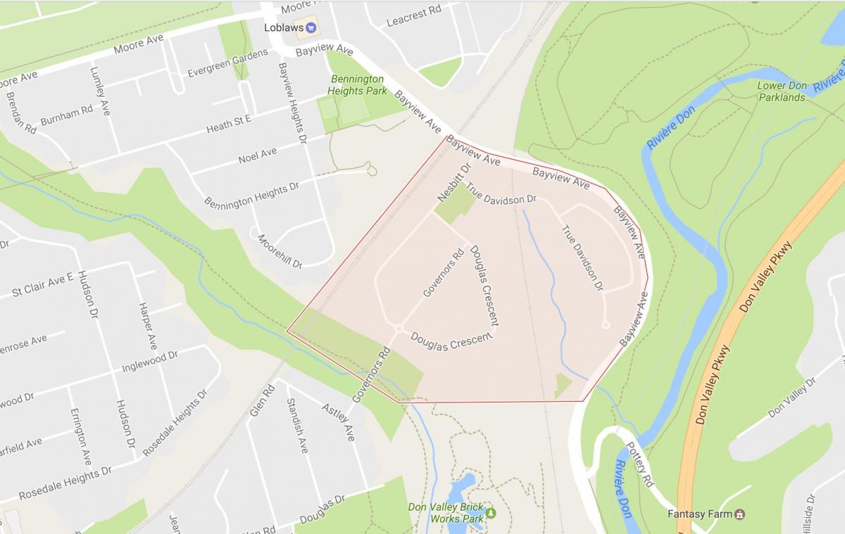 Mapa Guvernéra Most okolí Toronto
