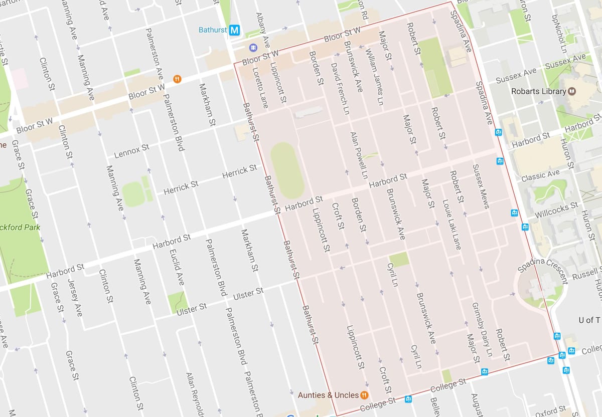 Mapa Harbord Obce okolí Toronto