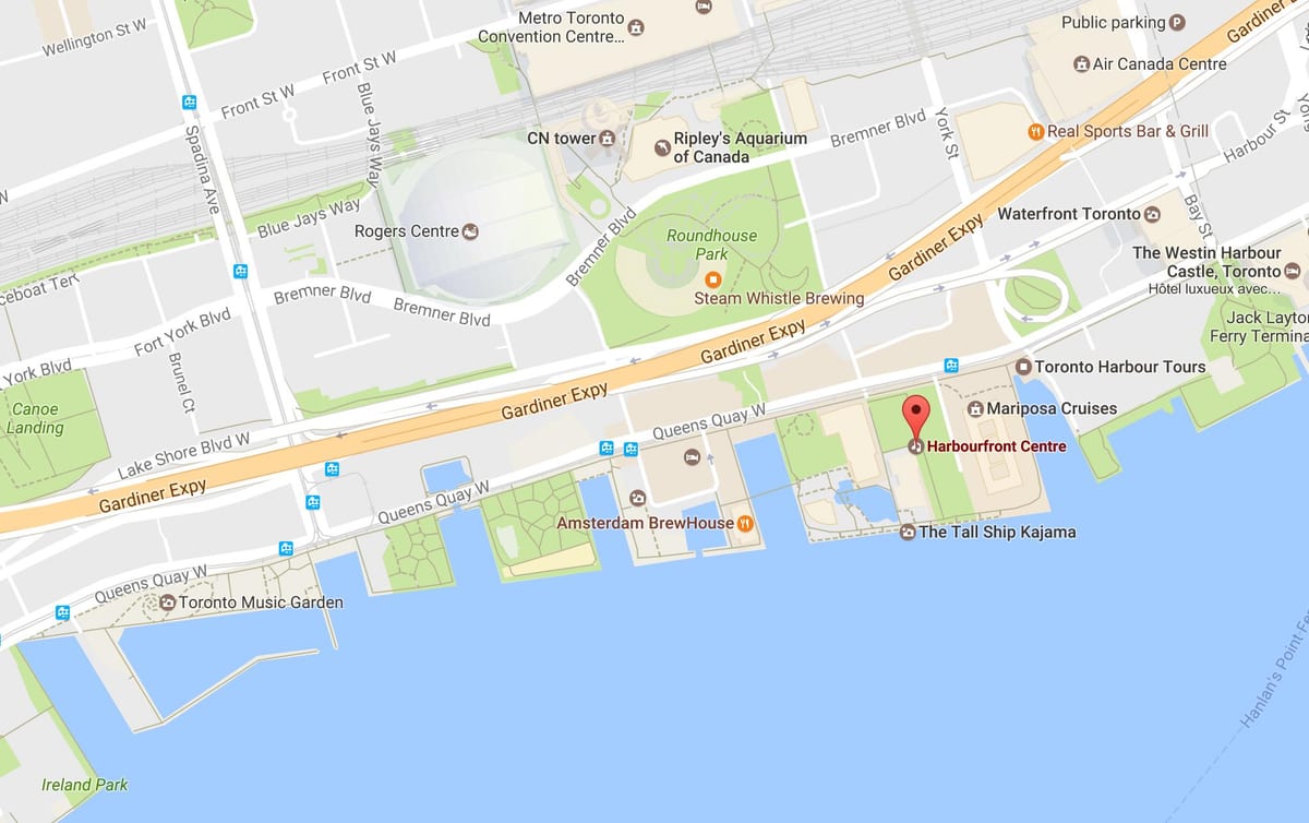 Mapa Harbourfront okolí Toronto