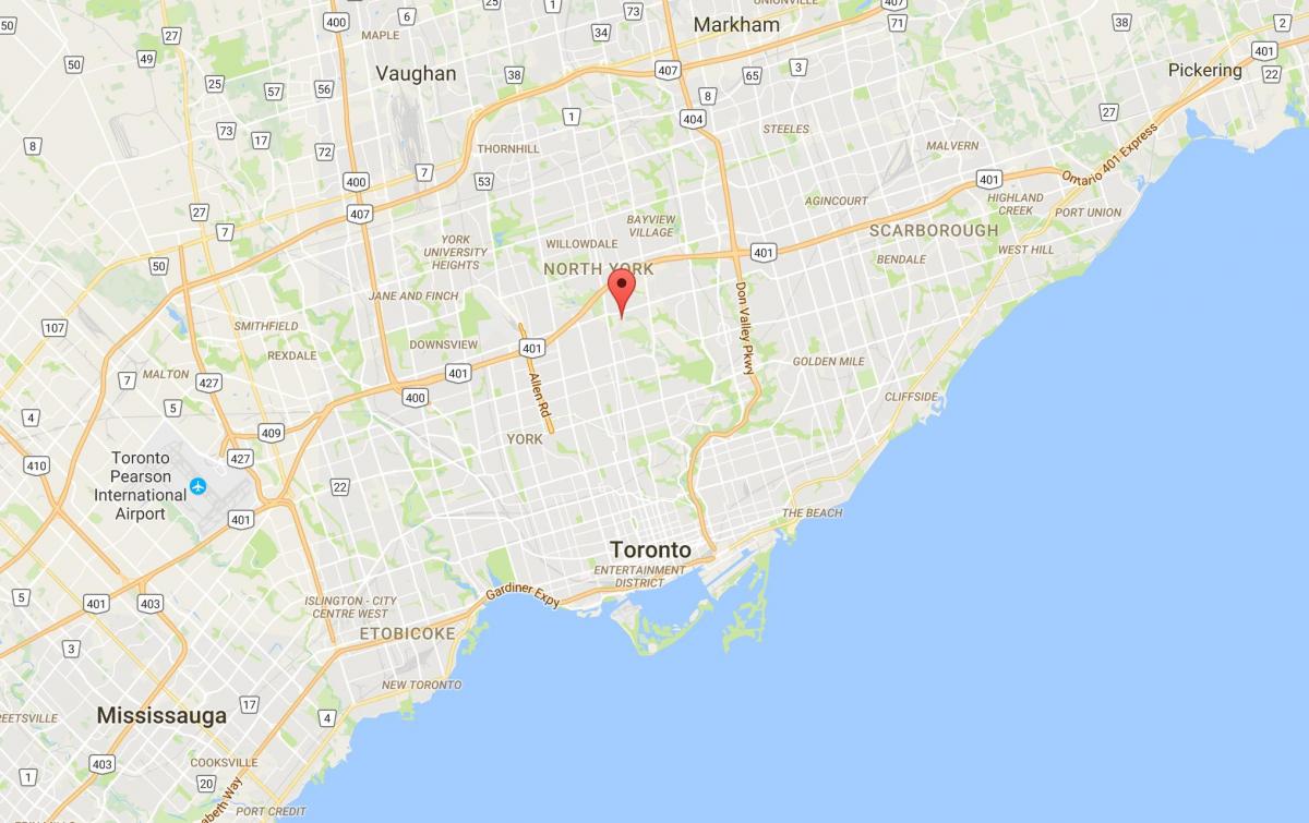 Mapa Hoggs Duté okres Toronto