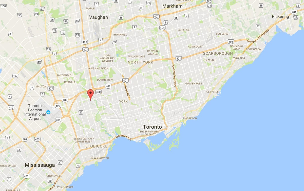 Mapa Humber Výšky – Westmount okres Toronto