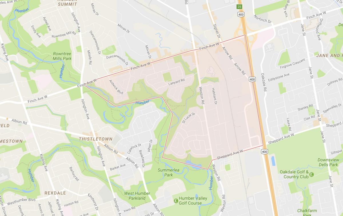 Mapa Humbermede okolí Toronto