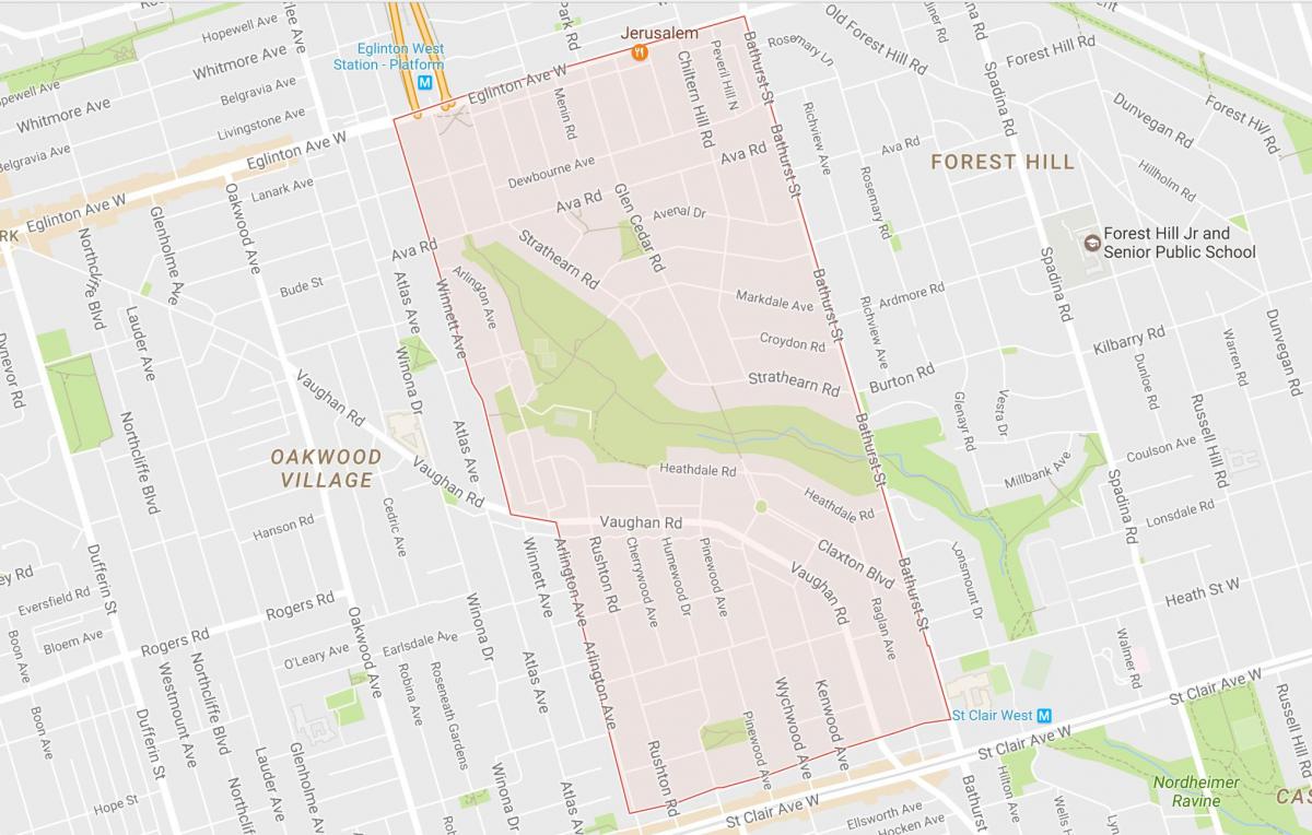 Mapa Humewood–Cedarvale okolí Toronto