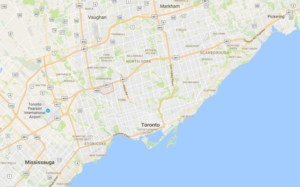 Mapa Javorový List okres Toronto