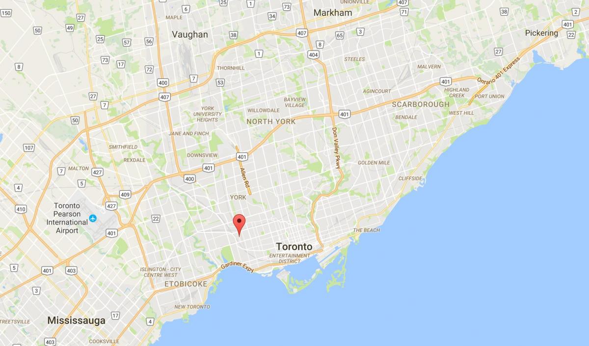 Mapa Križovatke Trojuholník okres Toronto